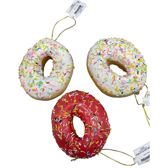 Kurt Adler sweet scoops sprinkle donut ornaments set of 3 squishy 3.5" READ NEW - Picture 1 of 8